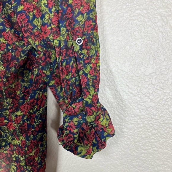 Free People‎ Blouse Easy Rider Button Front Multicolor Floral Size XS - Picture 10 of 11